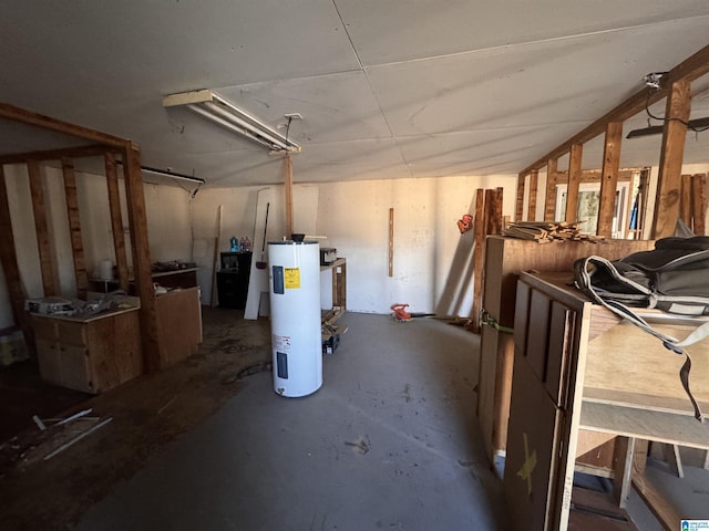 basement featuring electric water heater