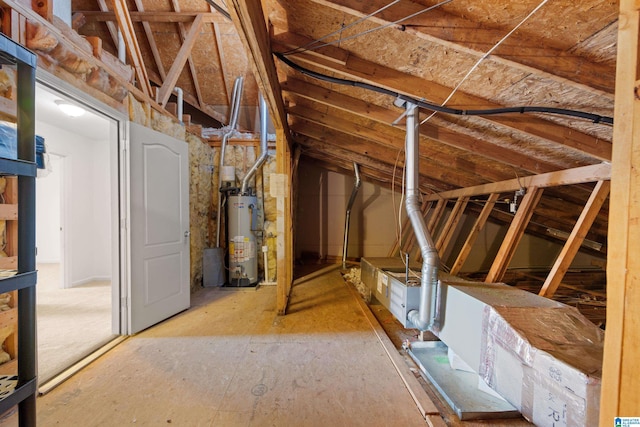 attic featuring water heater