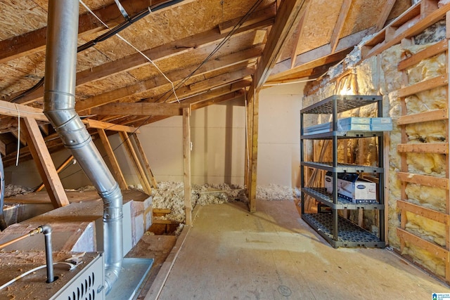 view of unfinished attic