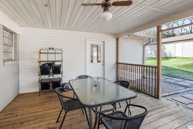 sunroom / solarium featuring wooden ceiling and ceiling fan