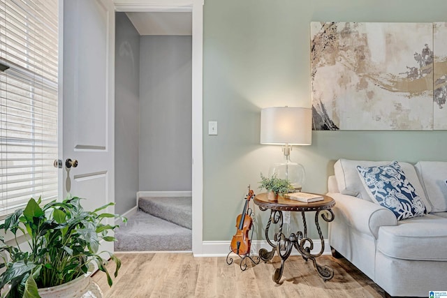 living area with wood-type flooring