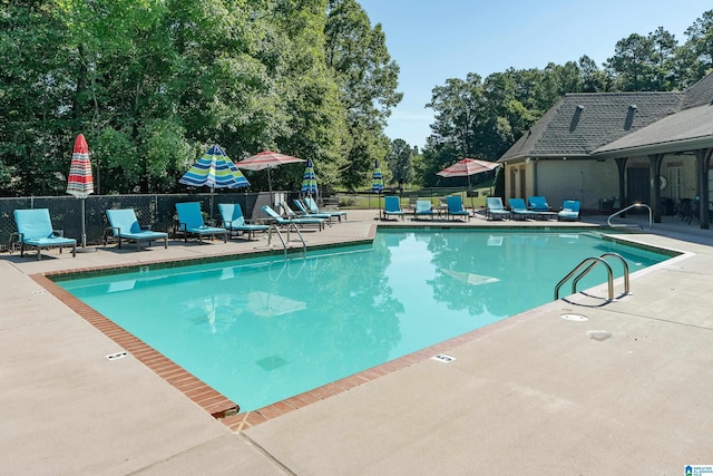 view of pool featuring a patio area