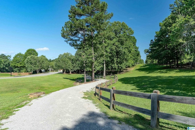 view of property's community featuring a yard