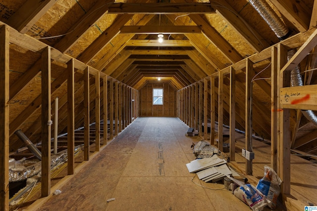 view of unfinished attic