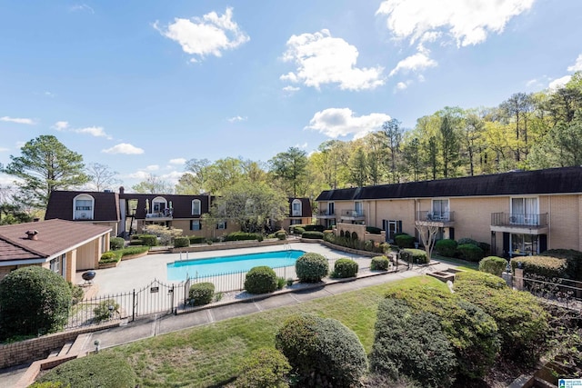 view of pool featuring a patio