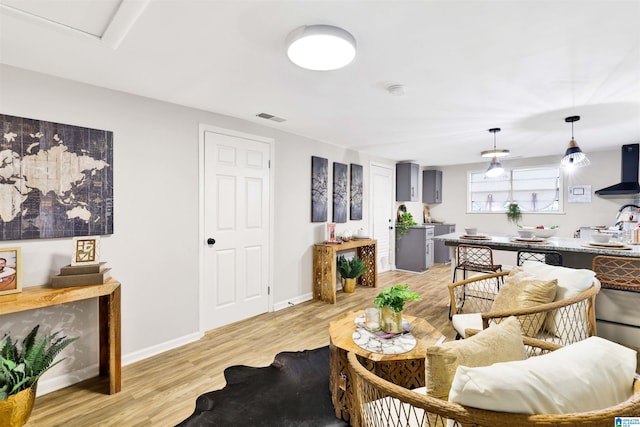 living room featuring light hardwood / wood-style floors