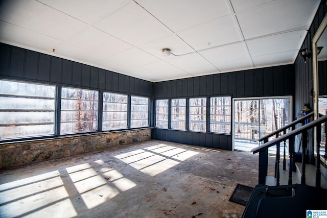 view of unfurnished sunroom