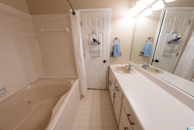 bathroom featuring vanity and tile patterned flooring