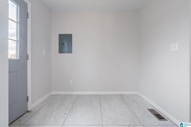 unfurnished room with electric panel