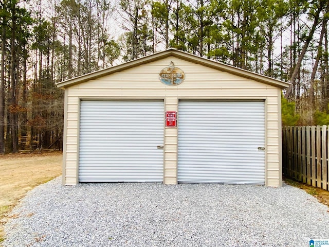 view of garage