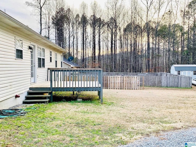 view of yard featuring a deck