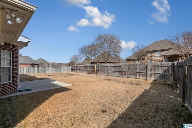 view of yard with a patio area