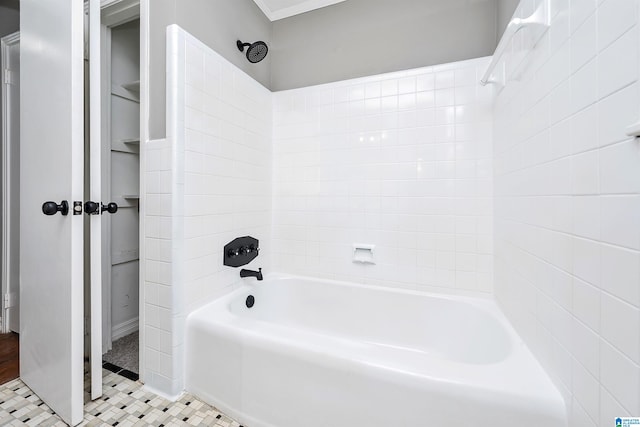 bathroom with shower / bathtub combination and tile patterned floors