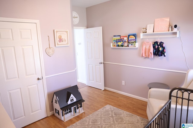 bedroom featuring wood-type flooring