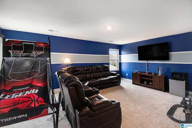 living room featuring carpet floors