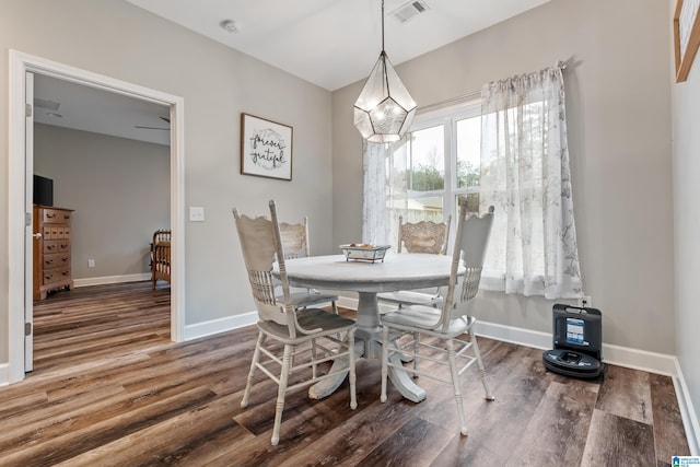 dining room with wood-type flooring