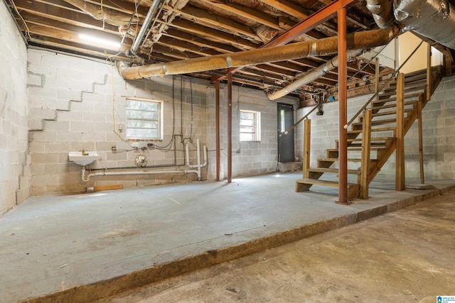 basement featuring sink