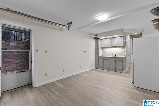 interior space featuring white refrigerator and sink