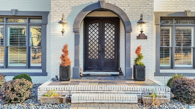 view of exterior entry with french doors