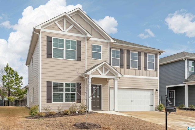 craftsman inspired home with a garage