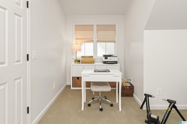 view of carpeted home office