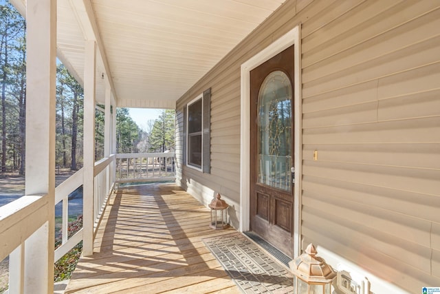 deck featuring a porch