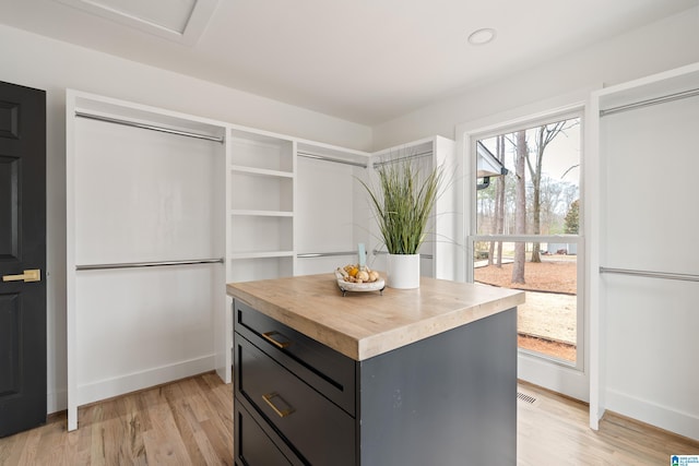 walk in closet featuring light hardwood / wood-style flooring