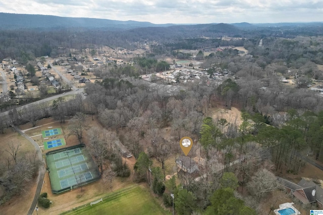 aerial view with a mountain view