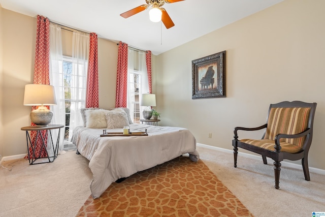 bedroom with carpet floors and ceiling fan