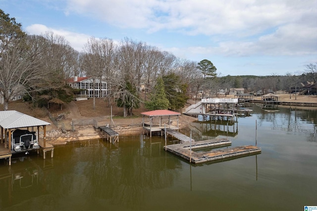 view of dock featuring a water view