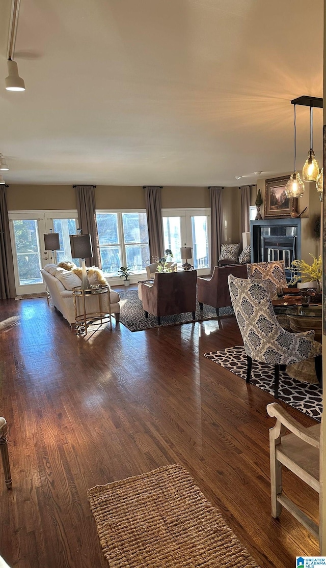 living room featuring hardwood / wood-style floors and a wealth of natural light