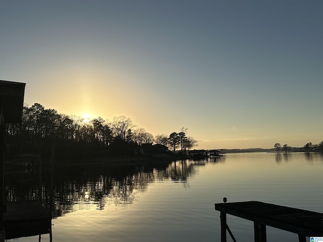 view of water feature with a boat dock