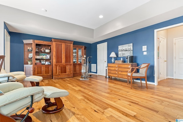 living room featuring light wood-type flooring