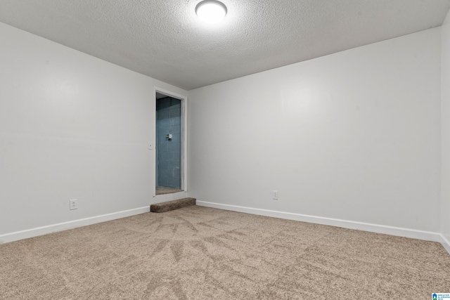 unfurnished room with a textured ceiling and carpet