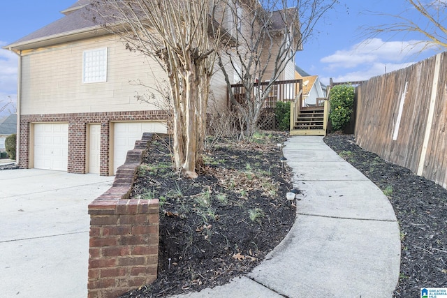 exterior space featuring a garage