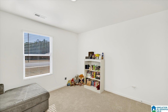 game room featuring light colored carpet and a wealth of natural light