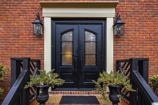 property entrance with french doors