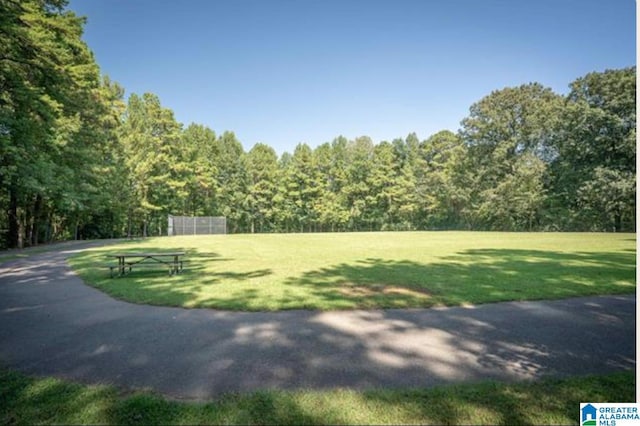 view of property's community featuring a lawn