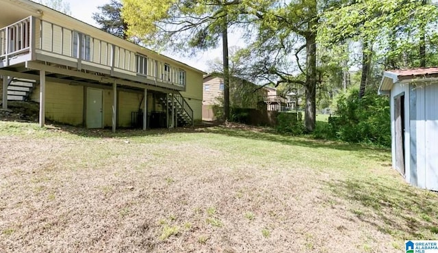 view of yard featuring a deck