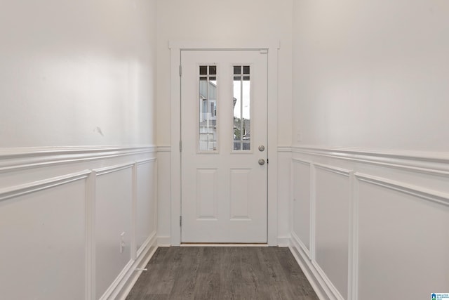 doorway to outside with dark hardwood / wood-style flooring