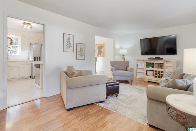 living room featuring light hardwood / wood-style floors