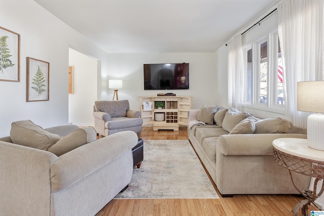 living room with light wood-type flooring