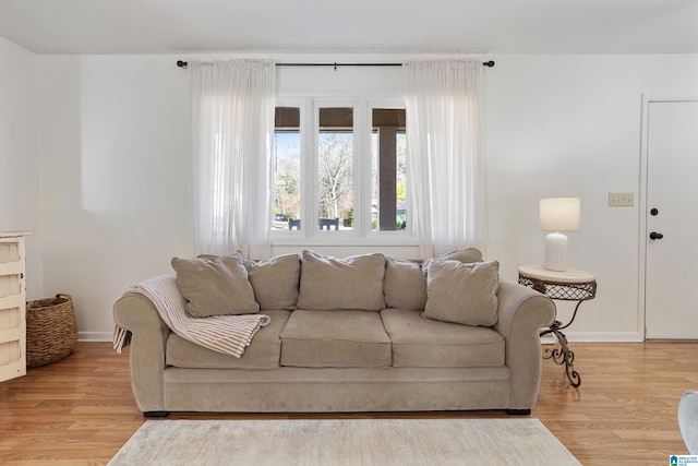 living room featuring light hardwood / wood-style flooring