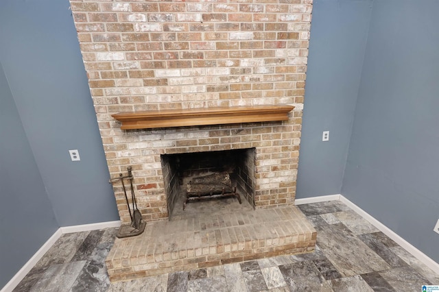 interior details with a fireplace