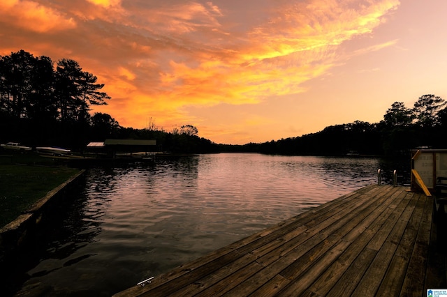 view of dock featuring a water view