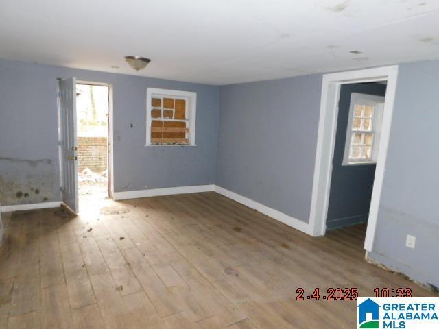 spare room featuring wood-type flooring