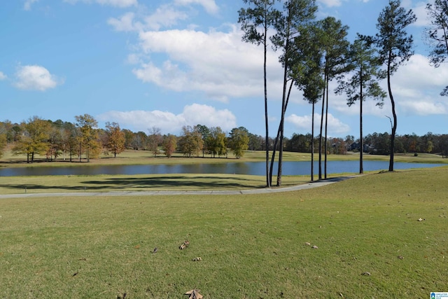 view of home's community featuring a yard and a water view