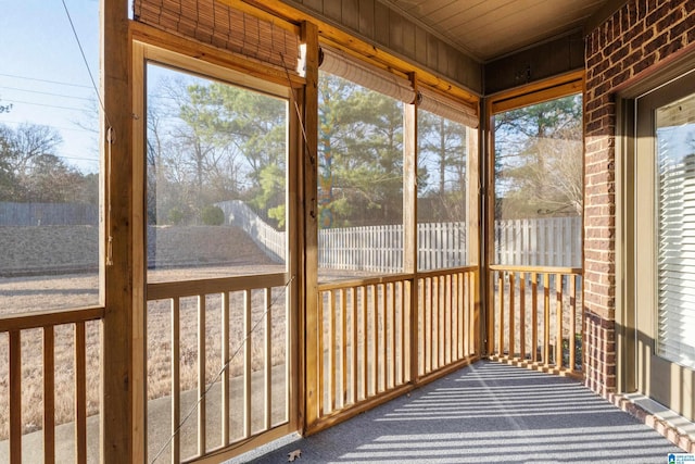 view of unfurnished sunroom