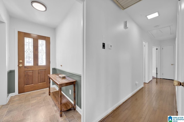 entrance foyer with light hardwood / wood-style floors