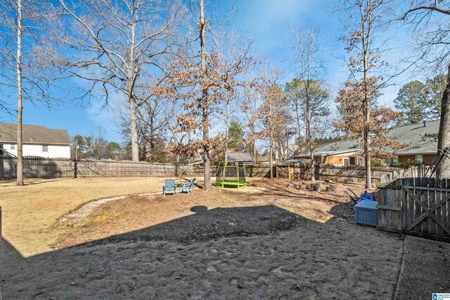 view of yard featuring a trampoline